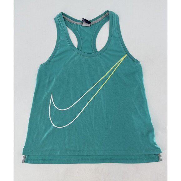 Nike Women’s Teal Racerback Swoosh Tank Top Stretch Sz‎ M Athleisure See Photos - Picture 1 of 7